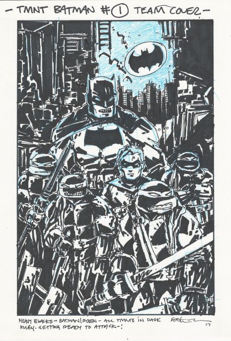BATMAN TMNT #1 Team Cover Comic Art