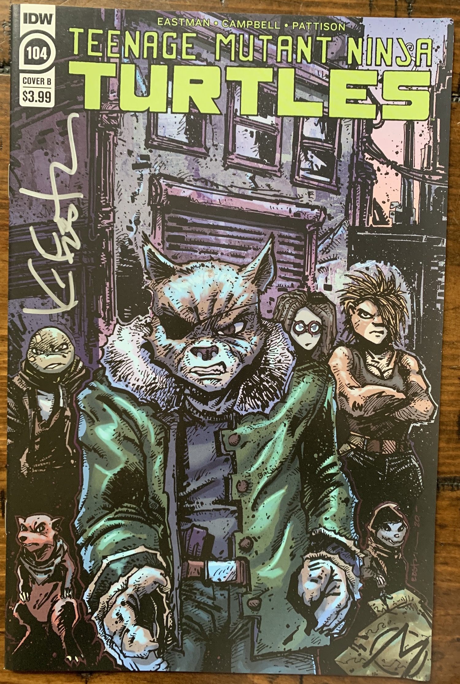 TMNT Issue 104 Eastman Cover B Variant Signed