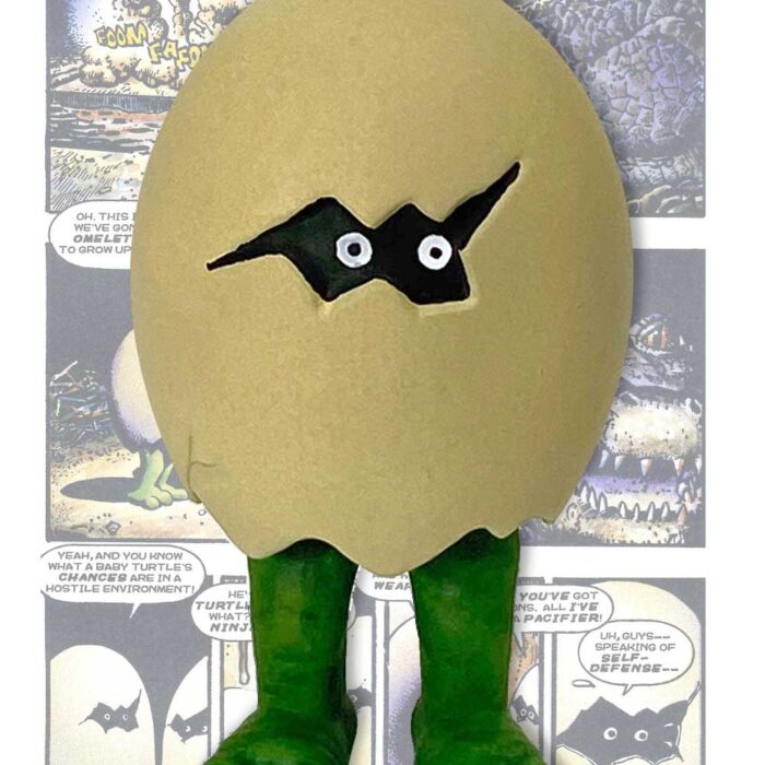 Turtle Baby Sculpture with Vintage Signed TMNT Book