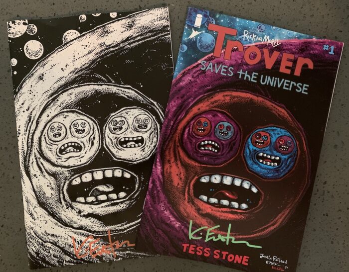 Trover Saves The Universe – 2 Variant Covers Art and Signed By Kevin Eastman
