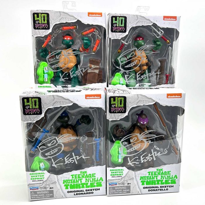 RAW Limited Edition Playmates Toys Classic TMNT Full Color Set of 4 Signed with Headsketches