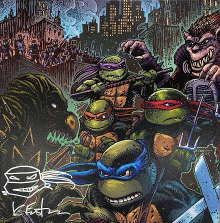 Fundido Firmado Teenage Mutant Ninja Turtles TEENAGE MUTANT NINJA TURTLES Caja Super 7 Rob Paulsen Eastman 