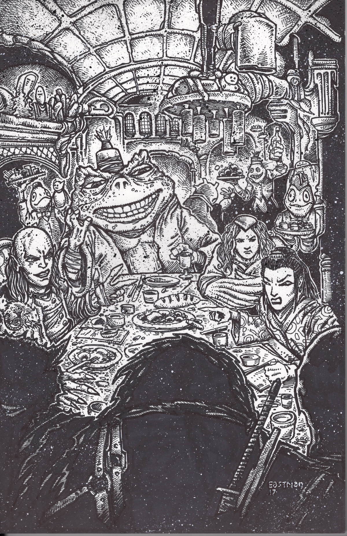 TMNT Issue 71 Original Art –  A Feast At Toad Baron’s