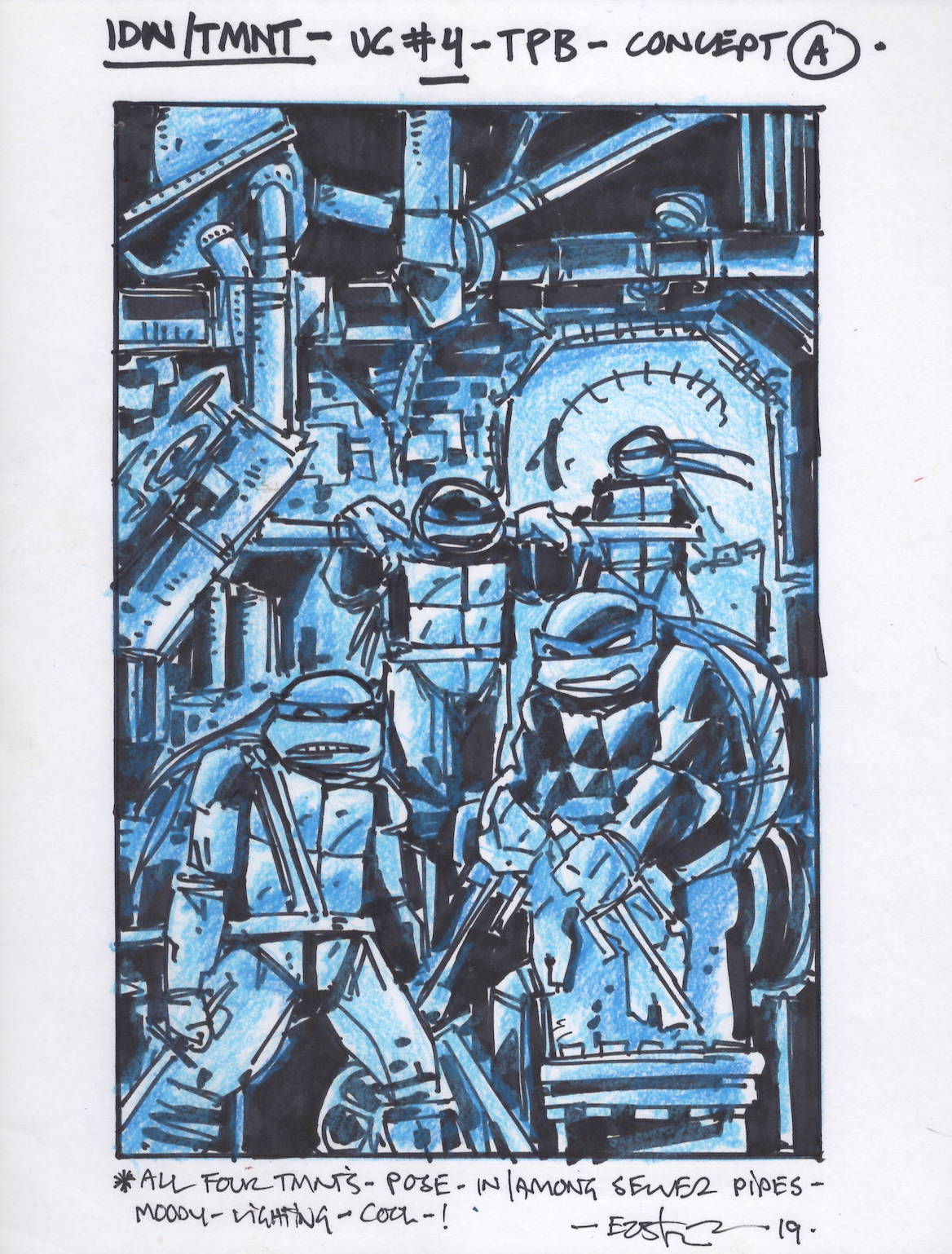 TMNT Ultimate Collected #4 Original Art – Cover Rough 2019