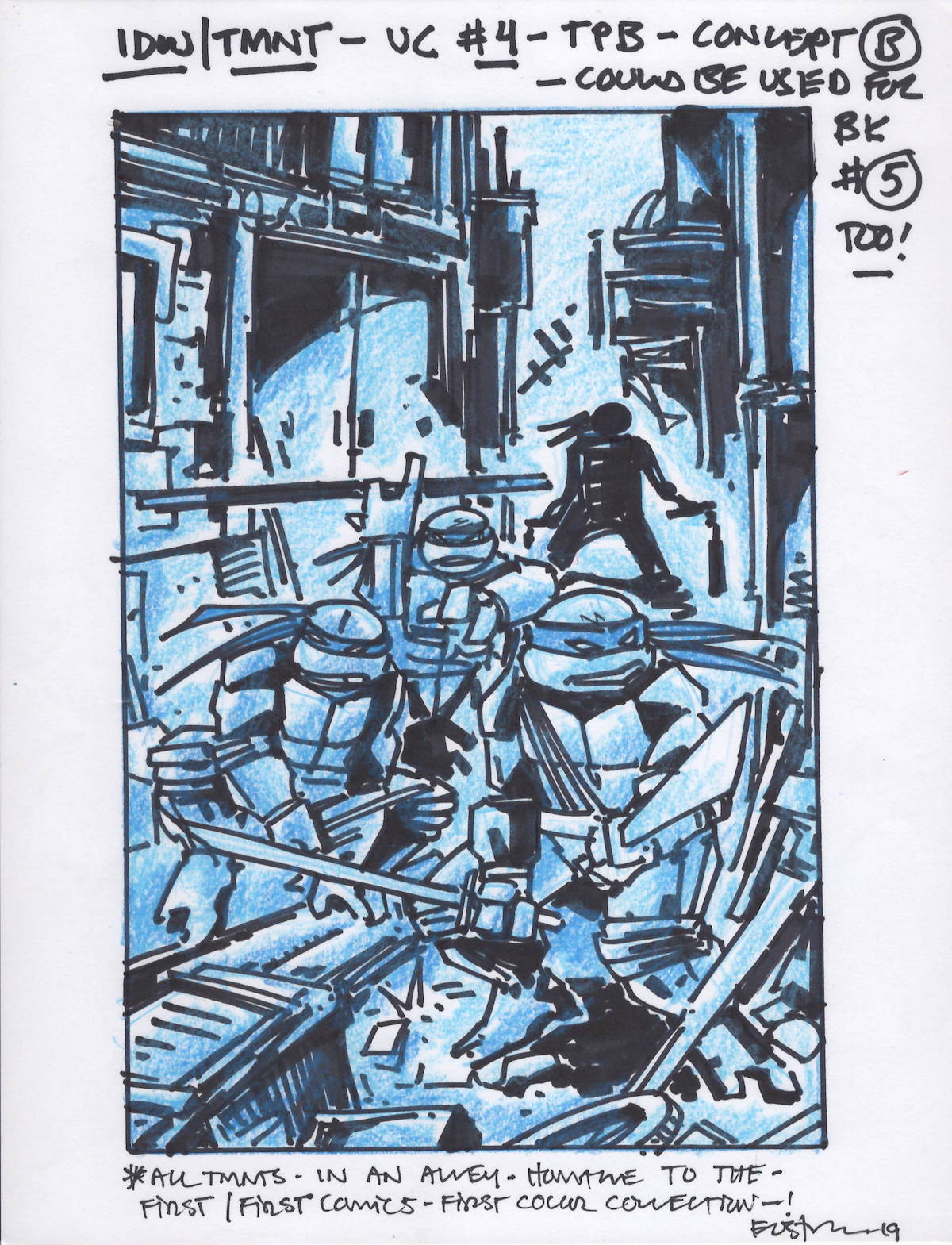 TMNT Ultimate Collected #5 Original Art – Cover Rough 2019
