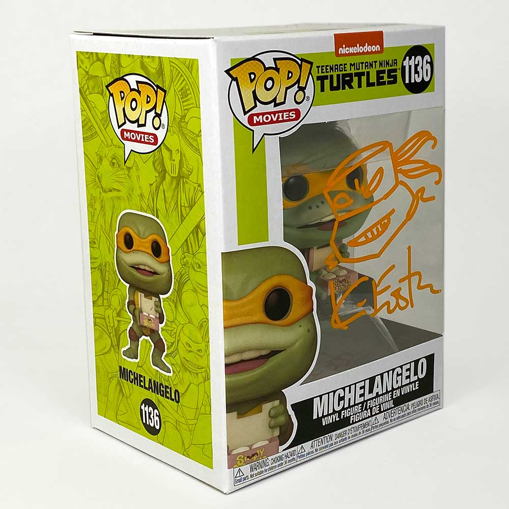 Funko Pop Movies Series – TMNT Exclusive Michelangelo #1136 – Signed with Head Sketch, Back In Stock