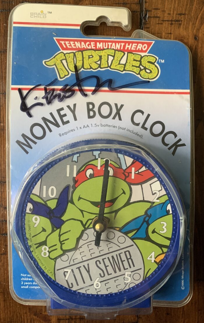 Teenage Mutant Hero Turtles Money Box Clock – 1990 and SIGNED