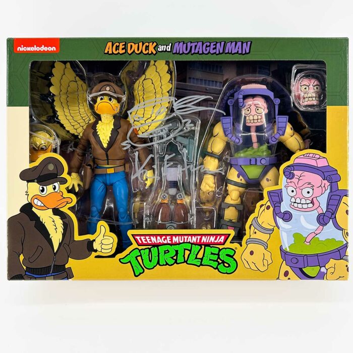 NECA TMNT(Cartoon) -Ace Duck & Mutagen Man 7″ Action Figure – SIGNED with TMNT Headsketch