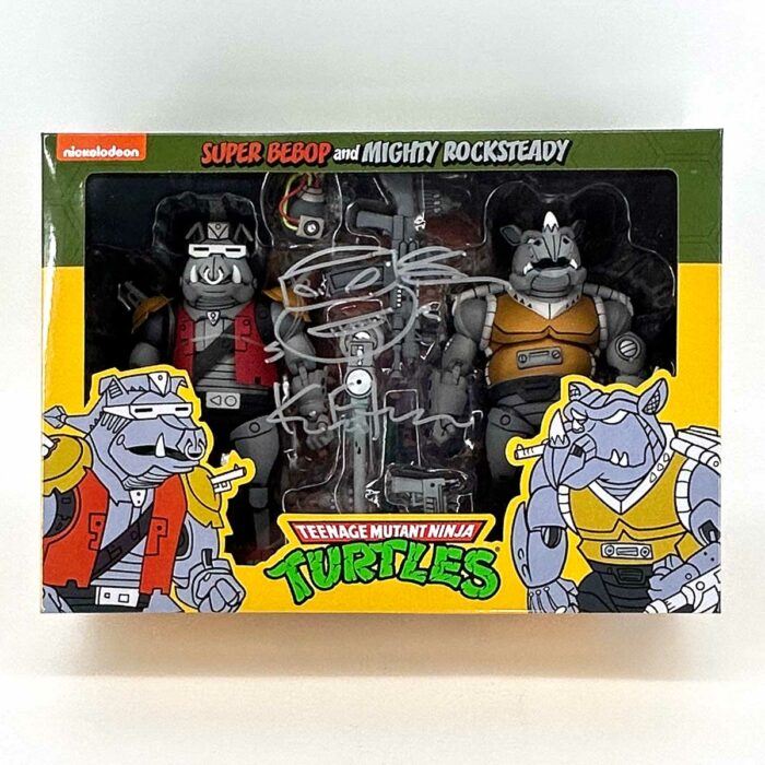 NECA TMNT(Cartoon) – Super Bebop and Mighty Rocksteady 2 pack – SIGNED with TMNT Headsketch