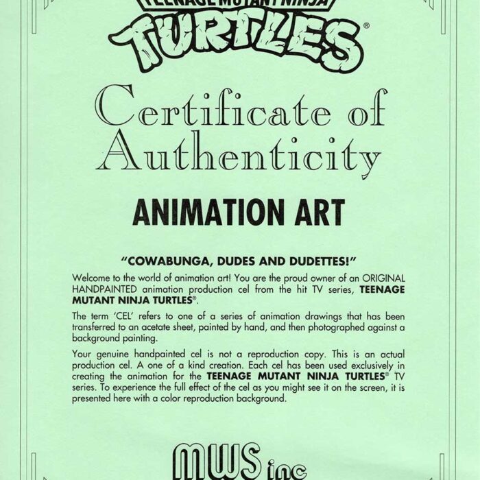 Raphael and Usagi Original Production Animation Art – SIGNED with a Headsketch Remarque