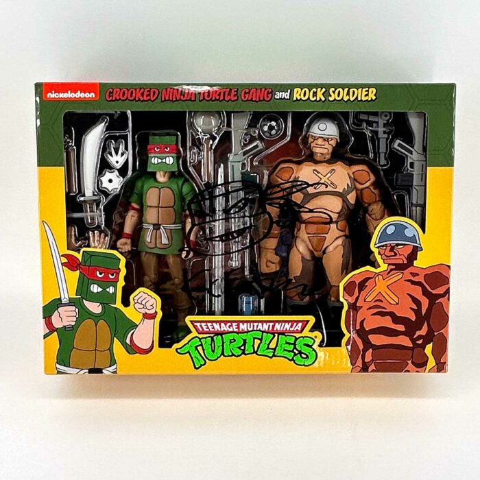 NECA TMNT(Cartoon) Crooked Ninja Turtle Gang and Rock Soldier Action Figure – SIGNED with TMNT Headsketch