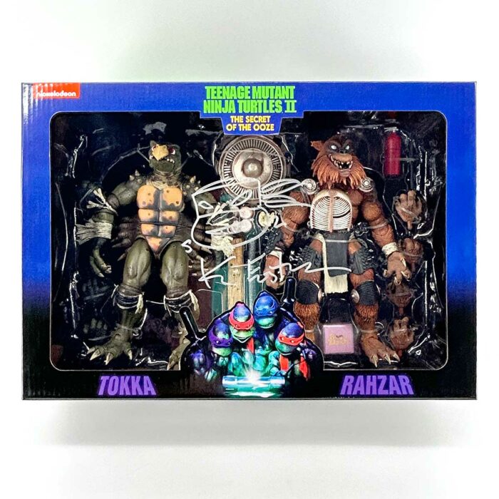 NECA TMNT(Movie) TOKKA and RAZAR Action Figure – SIGNED with TMNT Headsketch