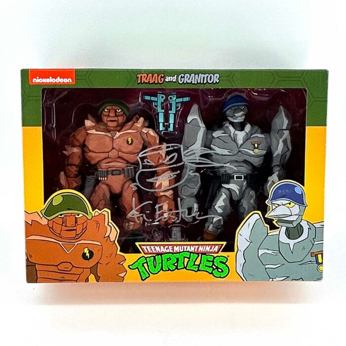 NECA TMNT(Cartoon) – Traag and Granitor 2 pack – SIGNED with TMNT Headsketch