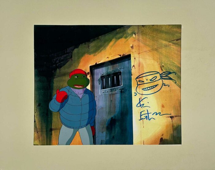 TMNT Original Production Animation Art – SIGNED with a Headsketch Remarque