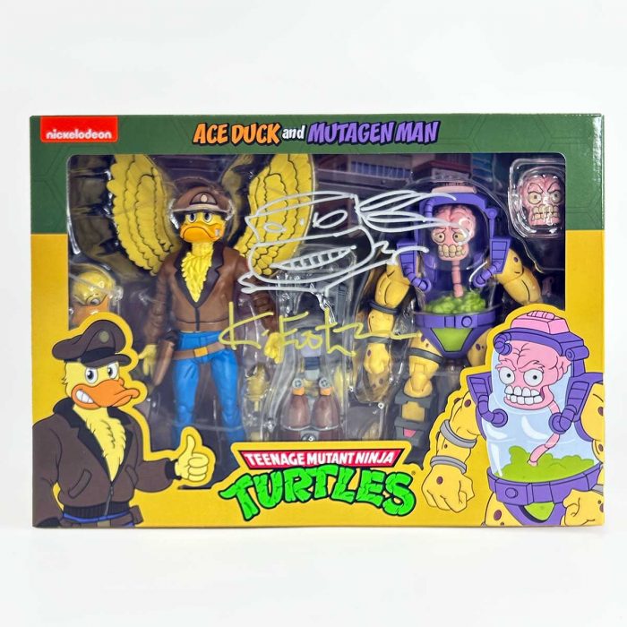 NECA TMNT(Cartoon) -Ace Duck & Mutagen Man 7″ Action Figure – SIGNED with TMNT Headsketch and COA