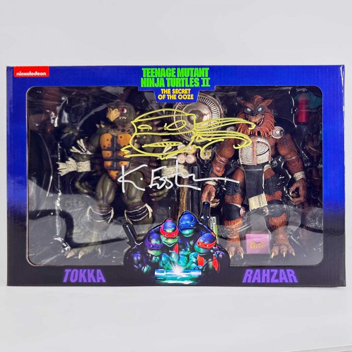 NECA TMNT(Movie) TOKKA and RAZAR Action Figure – SIGNED with TMNT Headsketch and COA