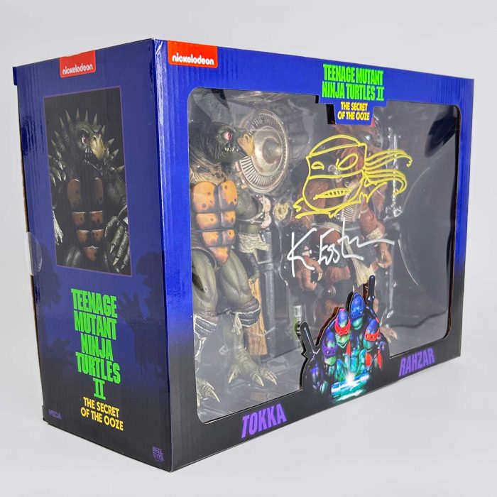 NECA TMNT(Movie) TOKKA and RAZAR Action Figure – SIGNED with TMNT Headsketch and COA