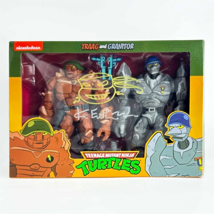 NECA TMNT(Cartoon) – Traag and Granitor 2 pack – SIGNED with TMNT Headsketch and COA