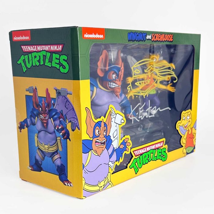 NECA TMNT(Cartoon) – Wingnut and Screwloose 7″ Action Figure – SIGNED with TMNT Headsketch and COA