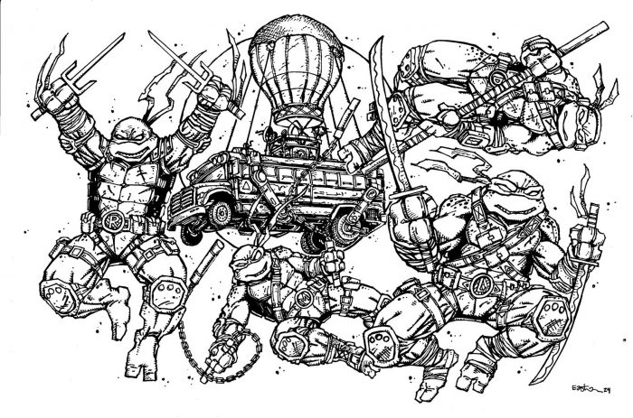 TMNT Fortnite Loading Screen 2024 Original Pen and Ink Art