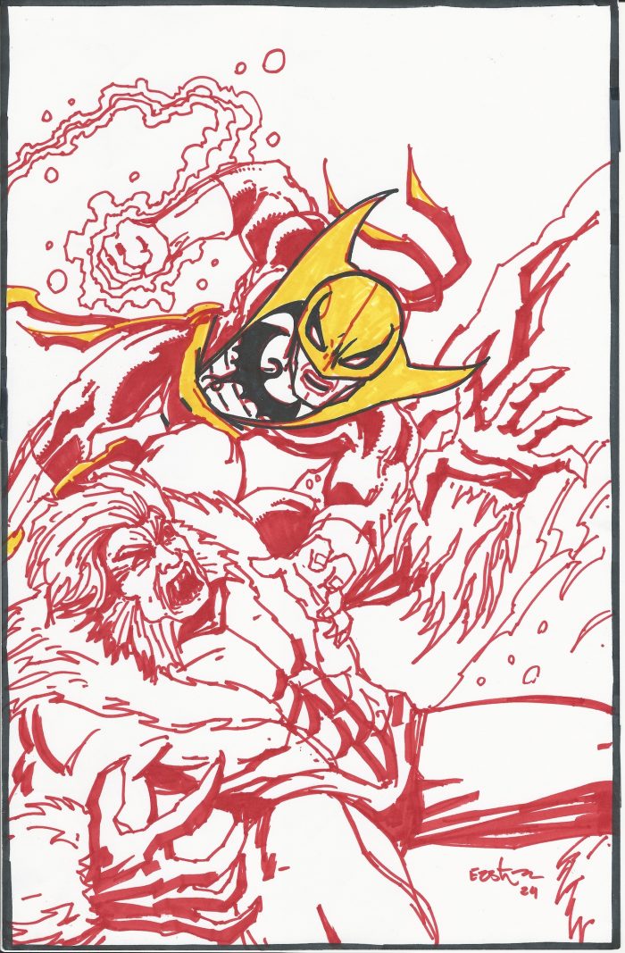 IRON FIST 50th Anniversary 2024 Cover Art ROUGH – SIGNED