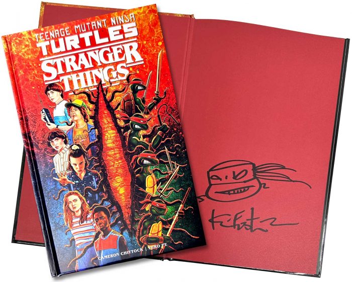 TMNT Stranger Things HardCover Foil Variant Eastman Signed with Remarque – Back In Stock
