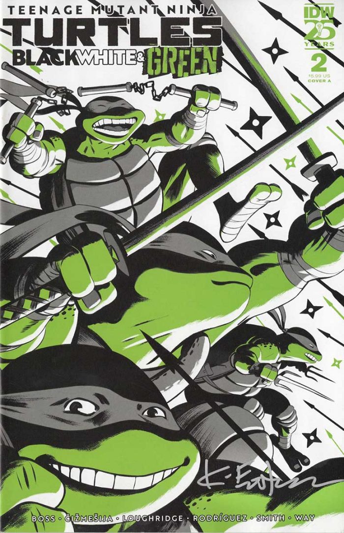 TMNT Black White and Green #2 Cover A Signed by Eastman