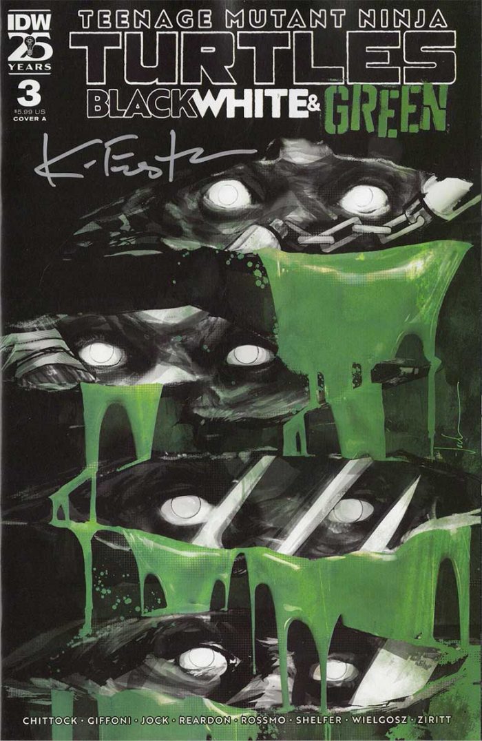 TMNT Black White and Green #3 Cover A Signed by Eastman