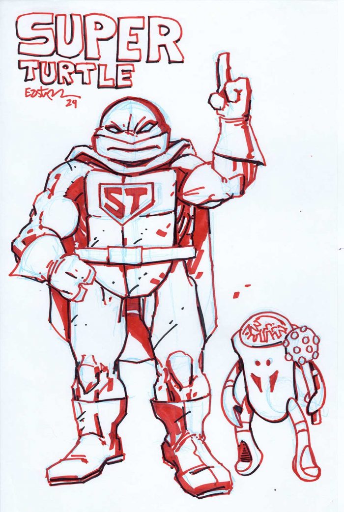 NECA Super Turtle and Domeoid – Original Art Layouts/Roughs for Mirage Studios Inspired Collectibles Line