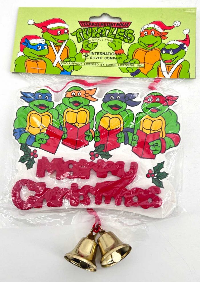 1990 Wooden Hanging Ornament – 4 Turtles Caroling with Bells