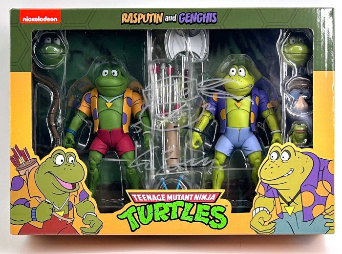 NECA TMNT(Cartoon) Rasputin and Genghis Action Figure – SIGNED with TMNT Headsketch and COA