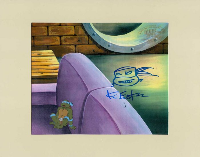 TMNT Original Production Animation Art – SIGNED with a Headsketch Remarque