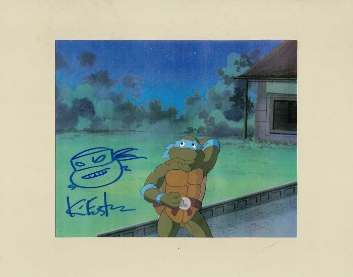 TMNT Original Production Animation Art – SIGNED with a Headsketch Remarque