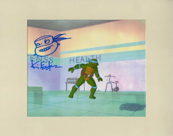 TMNT Original Production Animation Art – SIGNED with a Headsketch Remarque