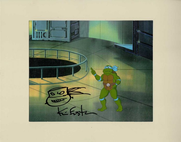 TMNT Original Production Animation Art – SIGNED with a Headsketch Remarque