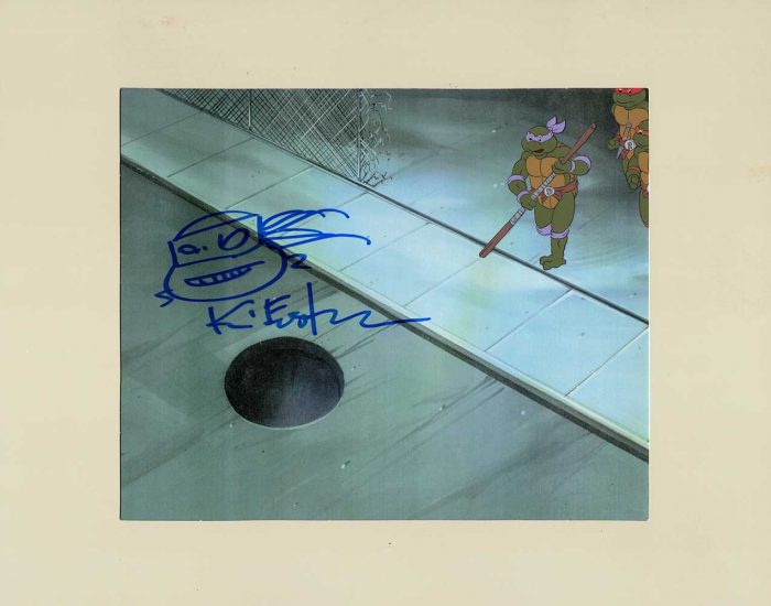 TMNT Original Production Animation Art – SIGNED with a Headsketch Remarque