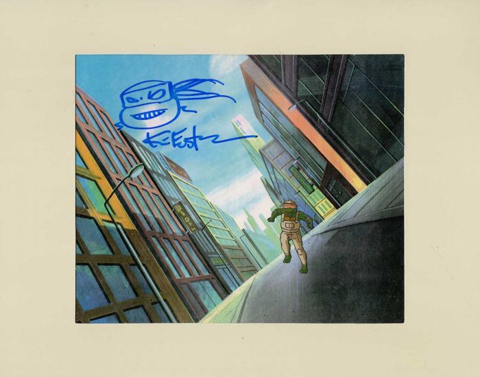 TMNT Original Production Animation Art – SIGNED with a Headsketch Remarque