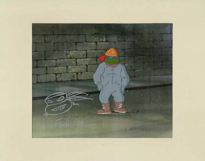 TMNT Original Production Animation Art – SIGNED with a Headsketch Remarque