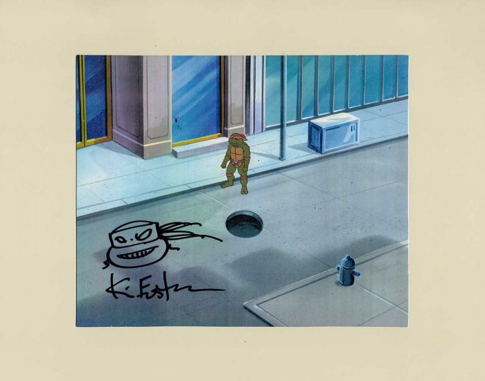 TMNT Original Production Animation Art – SIGNED with a Headsketch Remarque