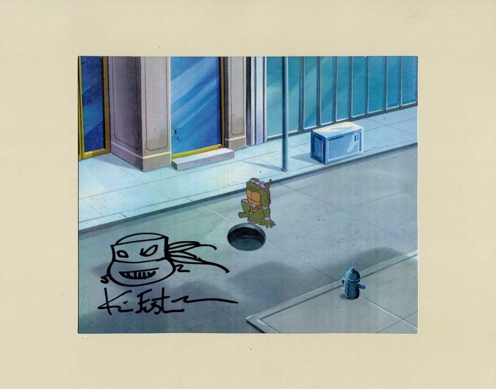 TMNT Original Production Animation Art – SIGNED with a Headsketch Remarque