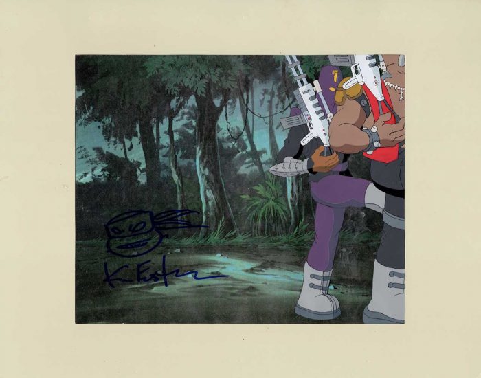 TMNT Original Production Animation Art – SIGNED with a Headsketch Remarque