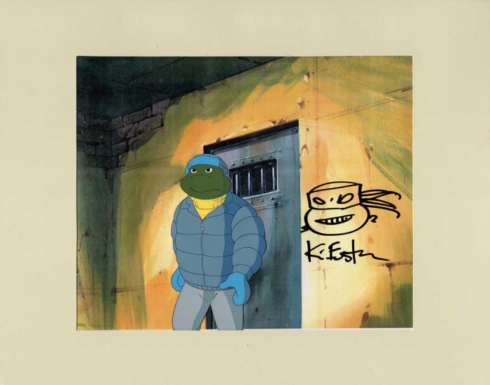 TMNT Original Production Animation Art – SIGNED with a Headsketch Remarque