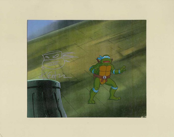 TMNT Original Production Animation Art – SIGNED with a Headsketch Remarque