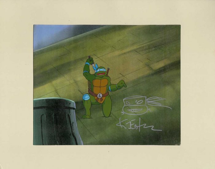 TMNT Original Production Animation Art – SIGNED with a Headsketch Remarque