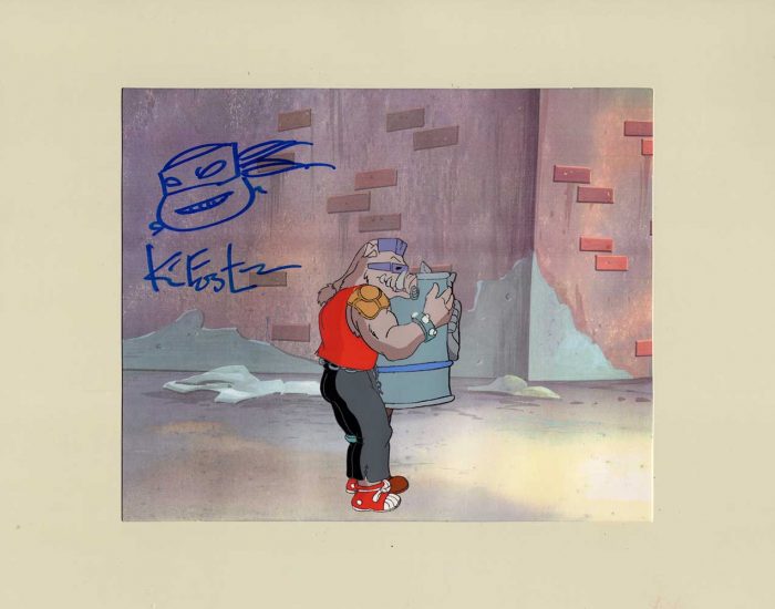 TMNT Original Production Animation Art – SIGNED with a Headsketch Remarque