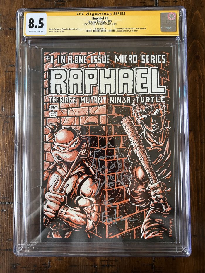 Teenage Mutant Ninja Turtles Raphael #1, Signature Series 8.5 with head sketch remarque