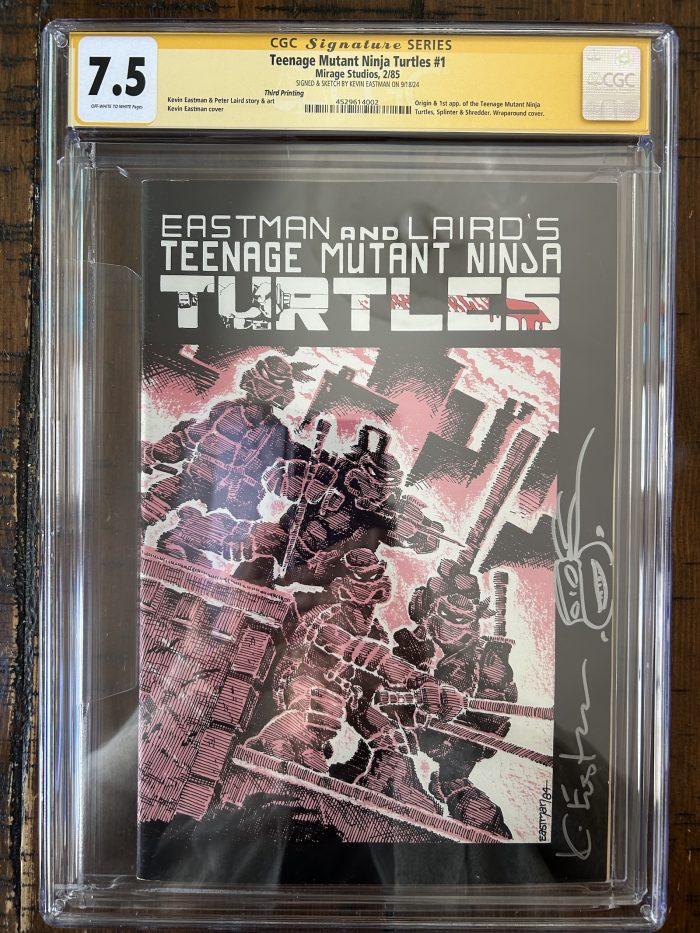 Teenage Mutant Ninja Turtles #1 Third Printing CGC 7.5 Signed, Sketched w/ COA and Hologram Label