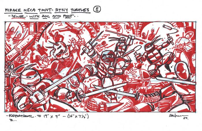 Original Art Layouts for TMNT RTNY Turtles