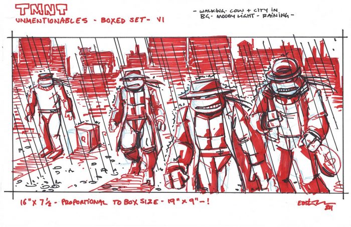 Original Art Layouts for TMNT Unmentionables Boxed Set V1