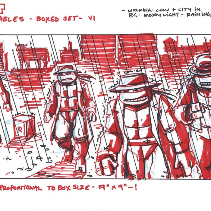 Original Art Layouts for TMNT Unmentionables Boxed Set V1